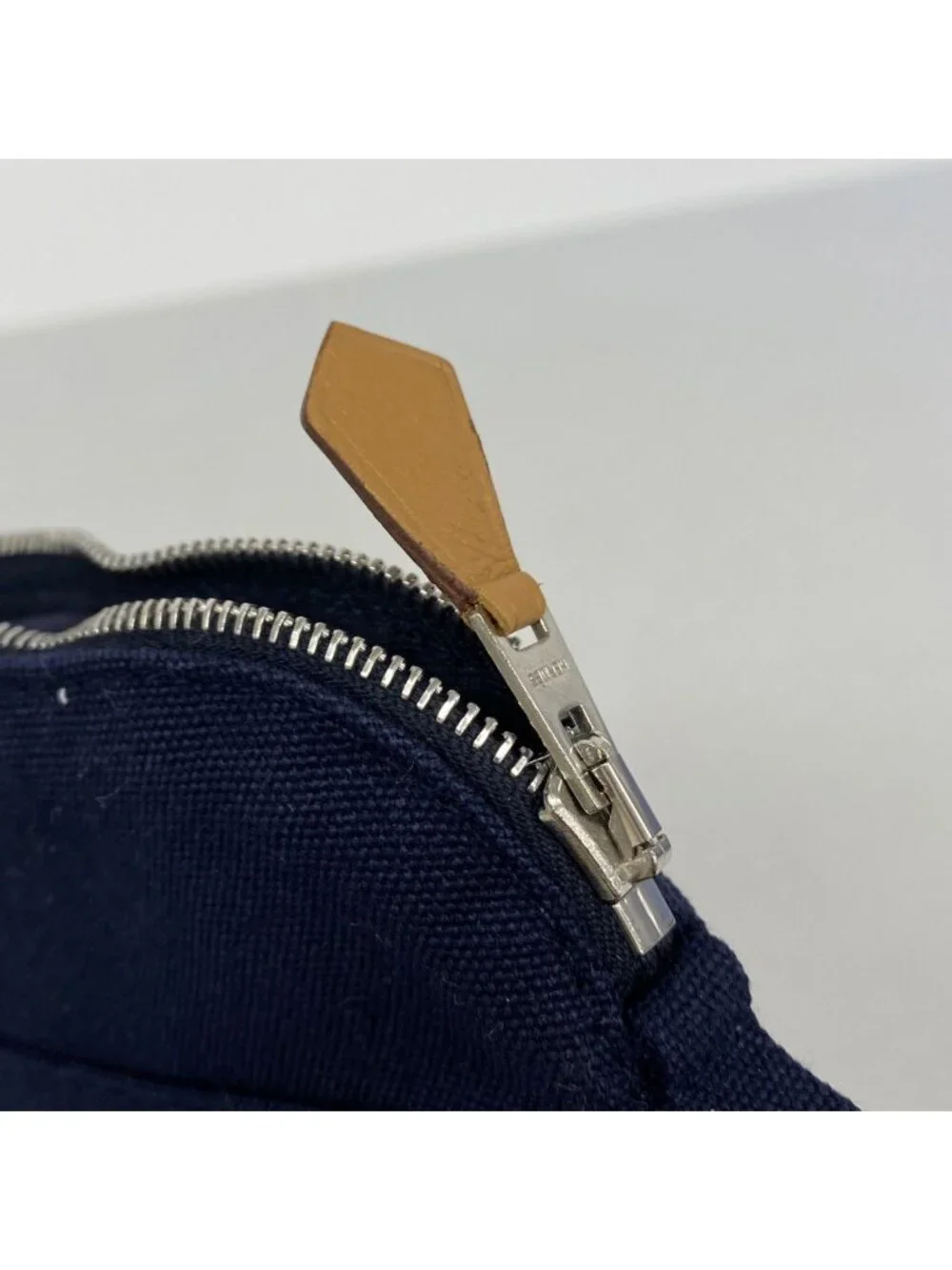 Hermes Pouch Bolide Canvas Navy Silver